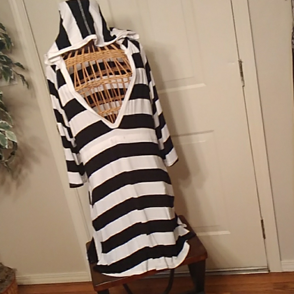 Kenneth Cole Striped Hooded Dress